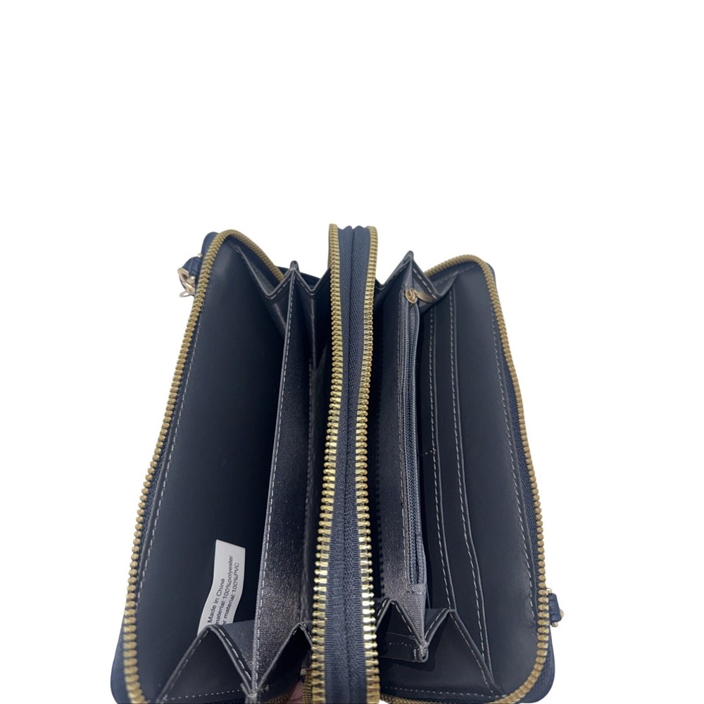 NWT Beverly Hills Polo Club Women Crossbody Blue Vegan Leather Zippered Wallet/P - Picture 3 of 7